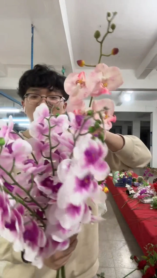 【闪购商品】仿真花朵九头樱花色蝴蝶兰6枝