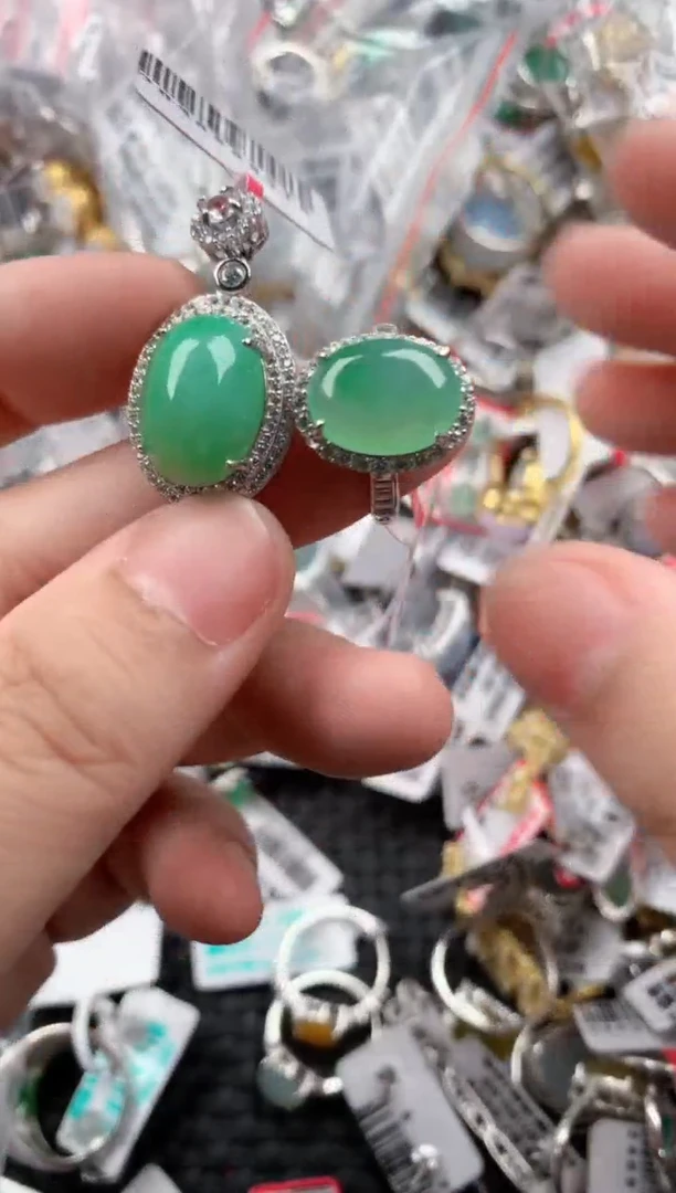 银S925镶嵌戒指翡翠5555-----1