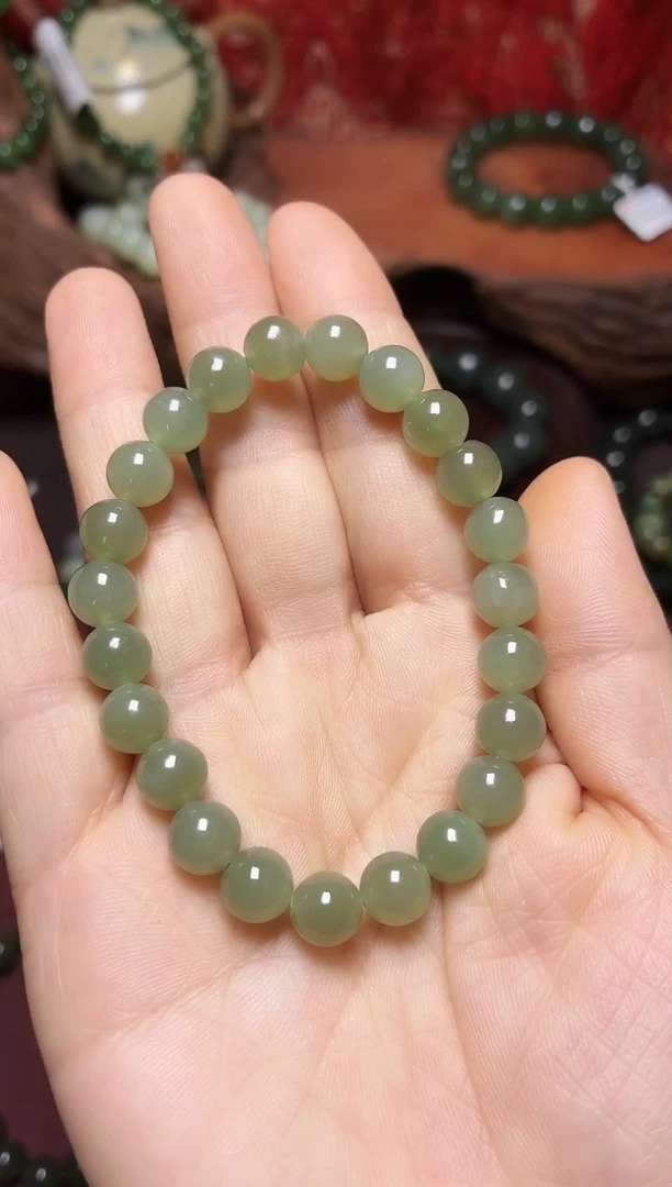 未镶嵌手链和田玉开**心8mm冰晴水