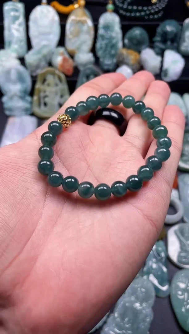 颈饰未镶嵌翡翠55  天然翡翠a货  卡7＋手串