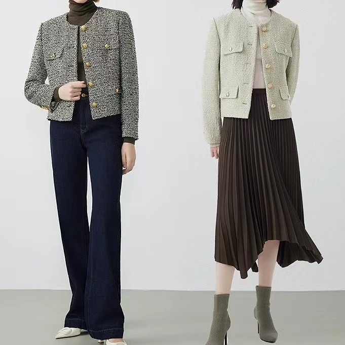 丽姐服饰—ZY-法式高级感通勤小香风圆领外套