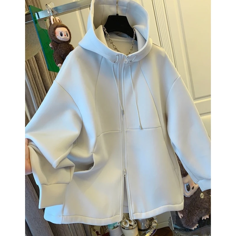 时尚美式休闲运动风连帽卫衣开衫宽松大版外套上衣女2025秋装新款