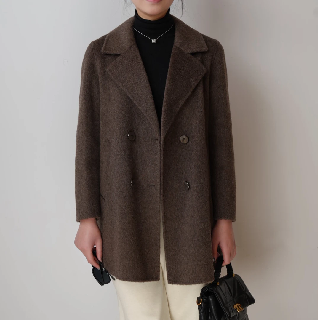 100羊毛双面羊毛大衣中长款双面呢时尚休闲秋冬