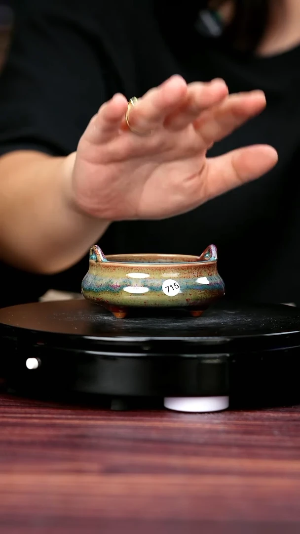 摆件715#李盼龙一级品原矿钧瓷桥耳宣德炉