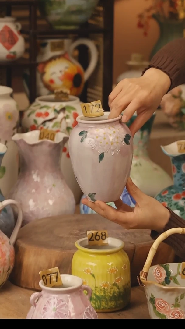 陶瓷景德镇设计师手作花器摆件侘寂风@M172@