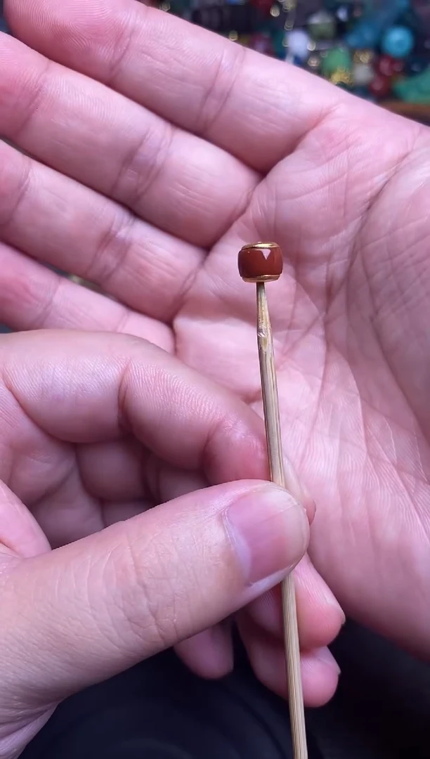 南红玛瑙配饰银S925镀金镶嵌精工镶嵌汉堡卡7mm 单个发