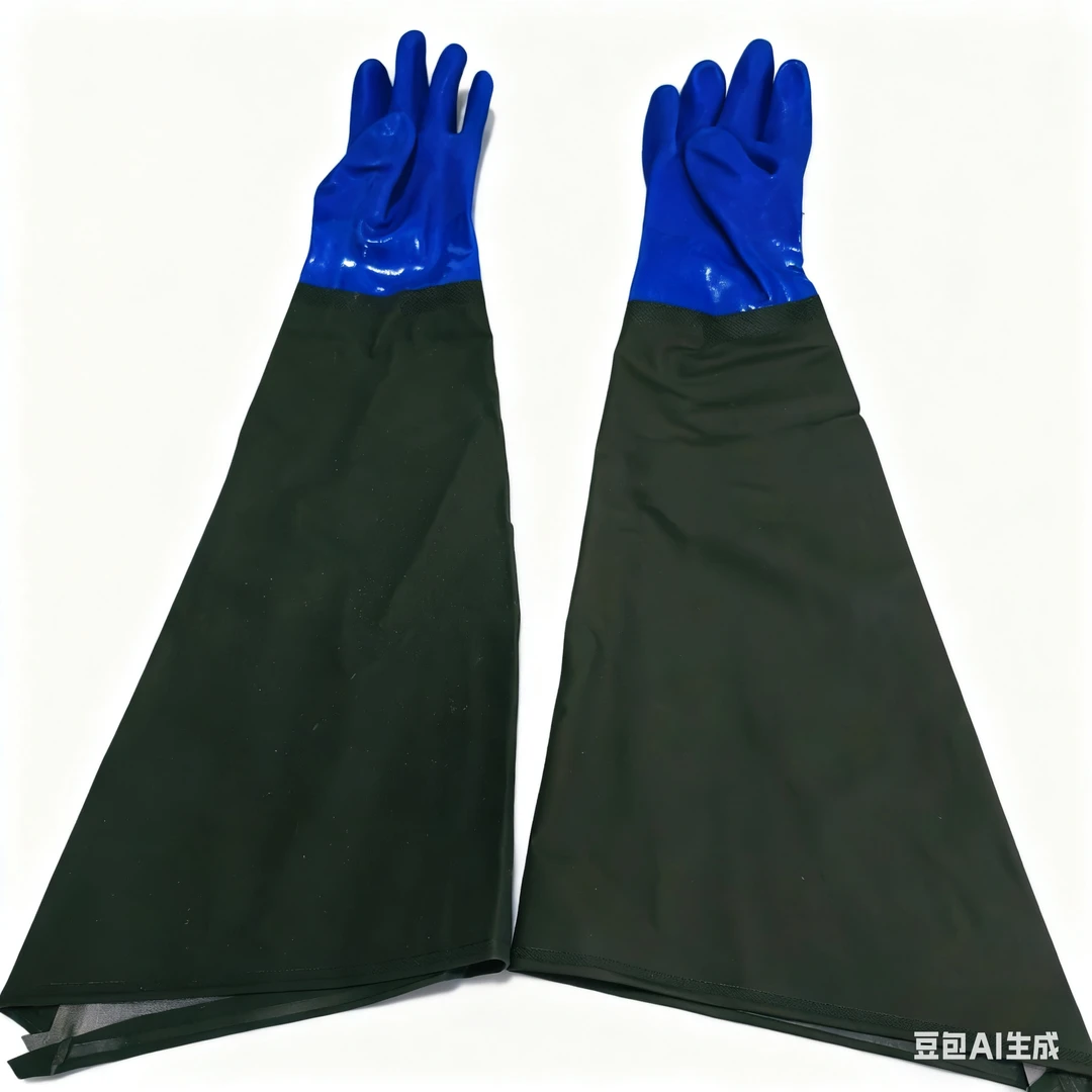 下水抓鱼手套加长70公分加厚防滑耐磨防水橡胶手套水产抓鱼适用