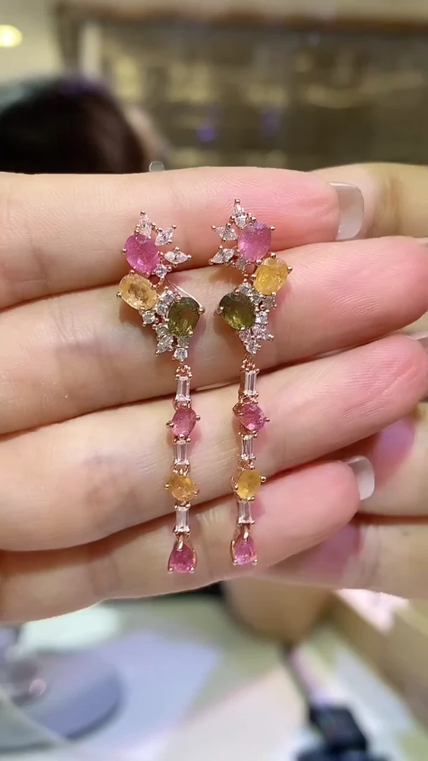 银S925镶嵌耳饰碧玺038ZB1028产品一个