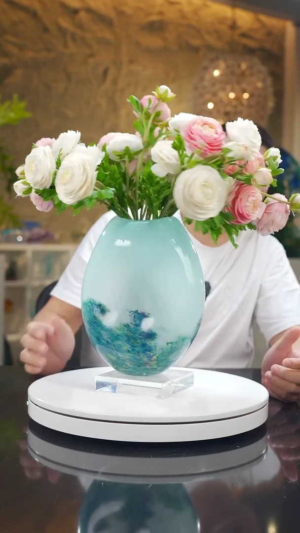 手工艺品琉璃天青色莫奈花园设计款花器