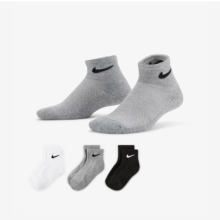 专柜正品耐克Nike儿童袜子三双缓震舒适加厚男女童运动短袜FB1233