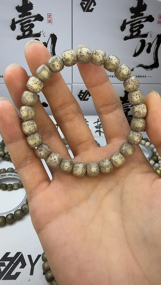 手串星月菩提9/8 石玉料 灰冰 小针尖星 同枝果
