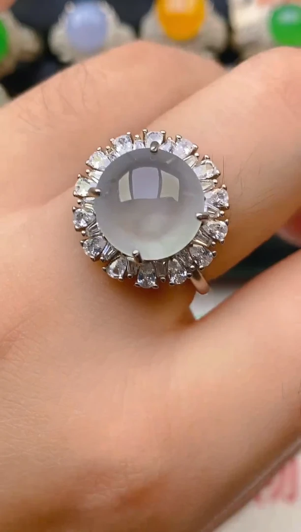 翡翠银S925镶嵌耳饰天然