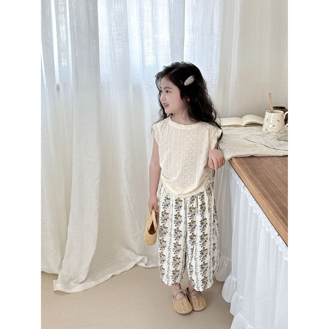 【现货亲子款】女童背心童装套装新款女宝韩版夏季防蚊裤两件套