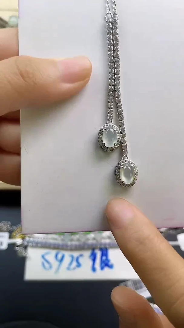 银S925镶嵌戒指翡翠翡翠 蛋面 银S925镶嵌