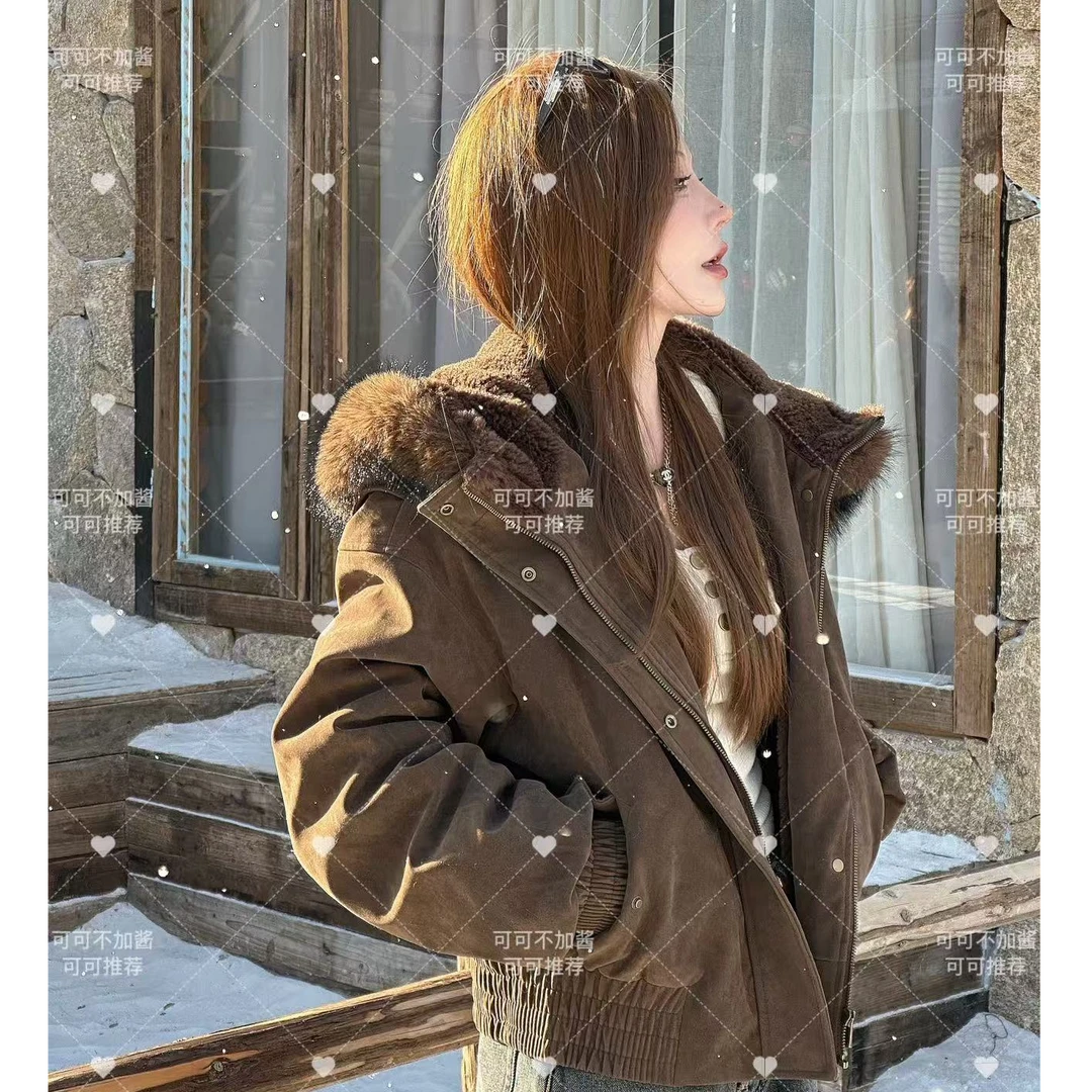 【艺艺推荐】【阿尔巴特街】秋冬新款毛领内里加毛绒感棉短外套S348