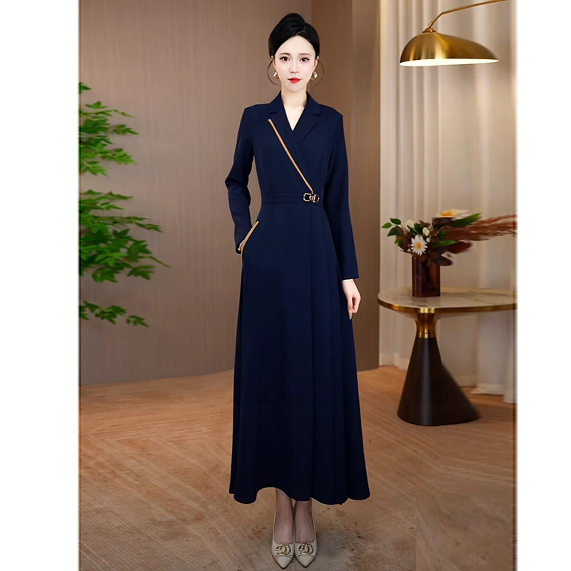 初秋连衣裙女2025秋季新款修身显瘦拼接裙子大摆时尚优雅减龄长裙