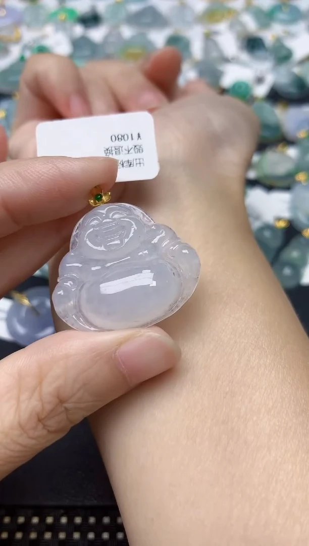 颈饰18K金镶嵌翡翠天然缅甸A货翡翠