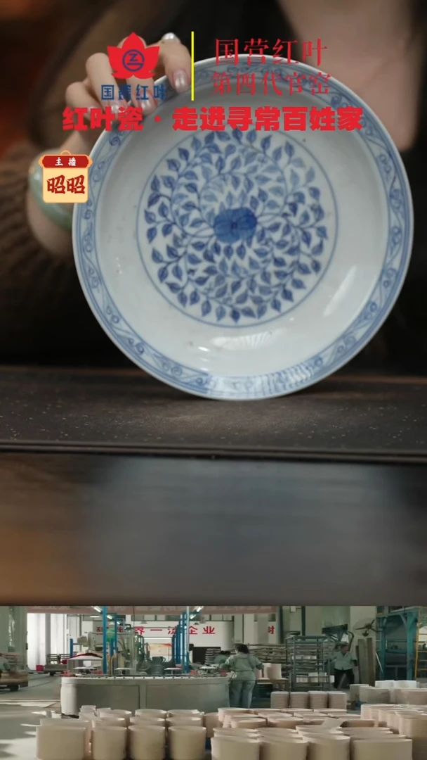 陶瓷2个微瑕青花缠枝莲8英寸饭盘，无底款P