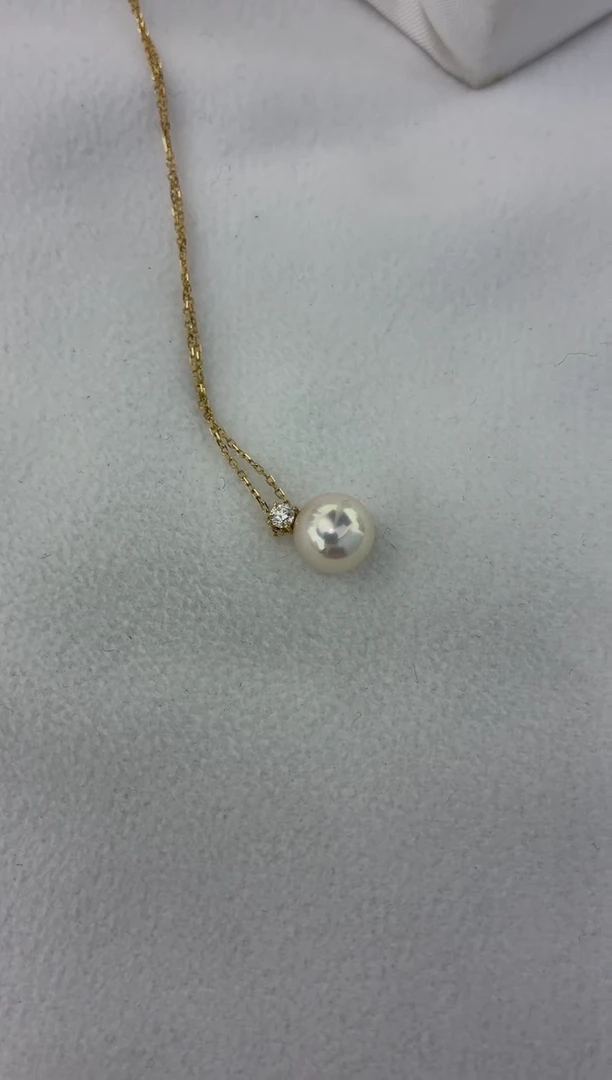 颈饰18K金镶嵌海水珍珠王妃吊坠9-9.5（赠送银链子