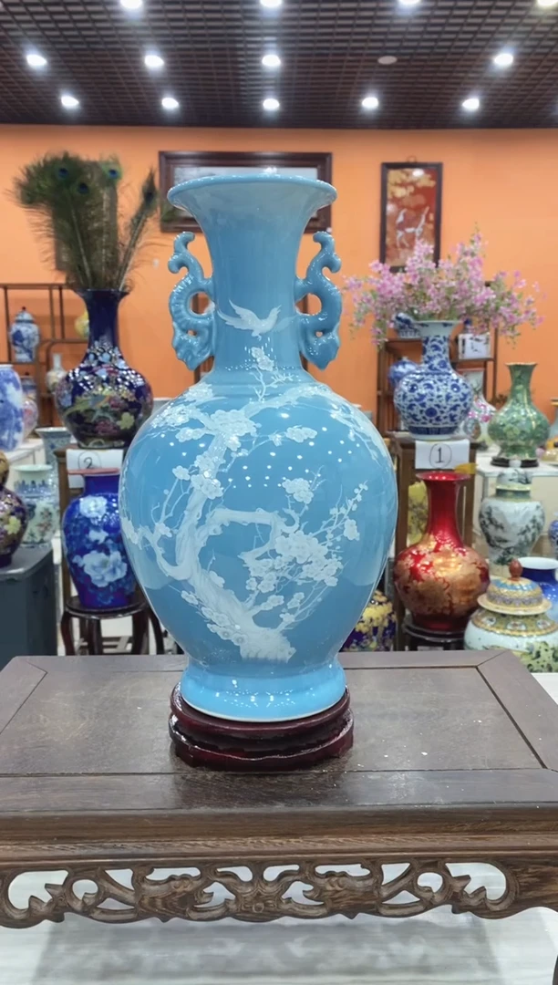 摆件陶瓷摆件A001瓷瓶+旋转底座