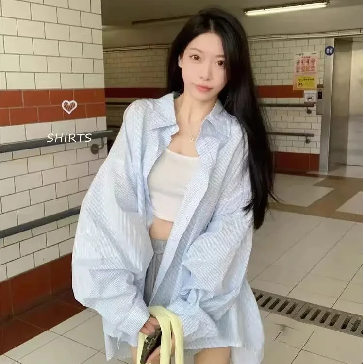 【现货5色】纯色长袖衬衫女春季2025新款爆款宽松休闲外套衬衣上衣