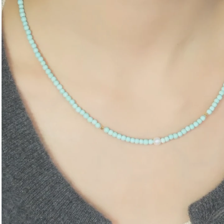 绿松石项链18K金镶嵌241674