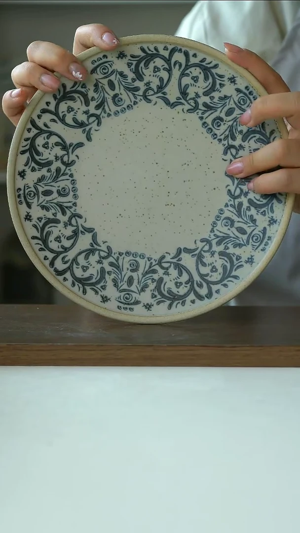 陶瓷手作青花鸢尾花21cm早餐盘@4-2@