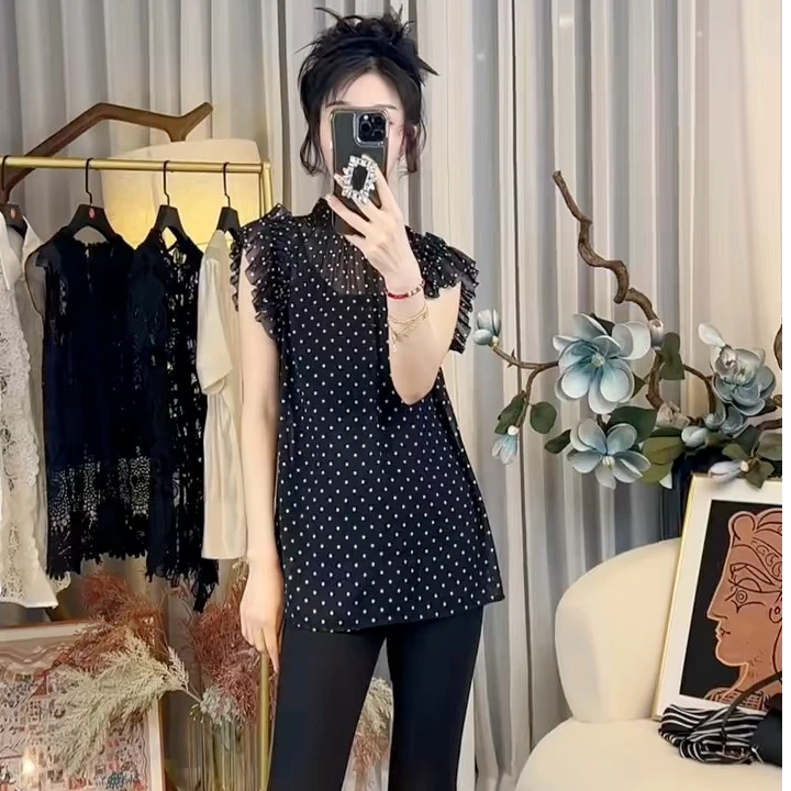 首秀【波点时光】2025夏季新款宽松时尚女装显瘦气质两件套背心2056