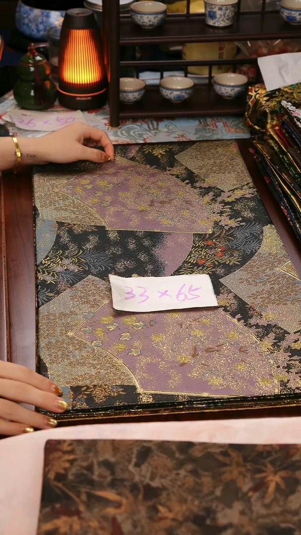 【西阵织金玉满堂蓝双面】中国风干泡织锦茶席33*65