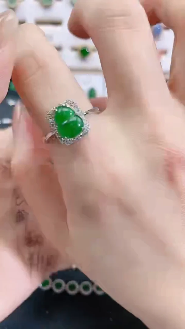 银S925镶嵌戒指翡翠天然翡翠
