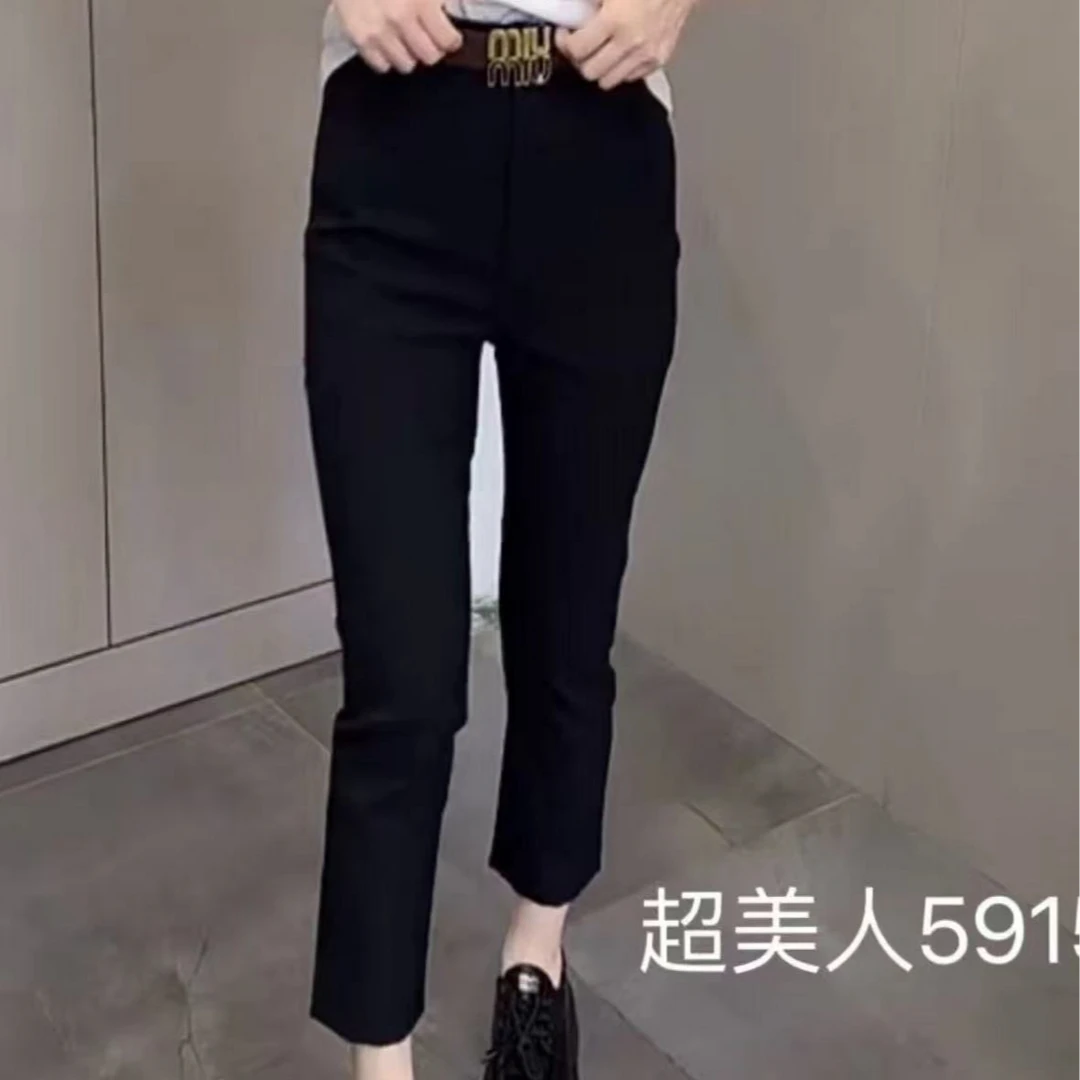 开叉纽扣休闲小西裤