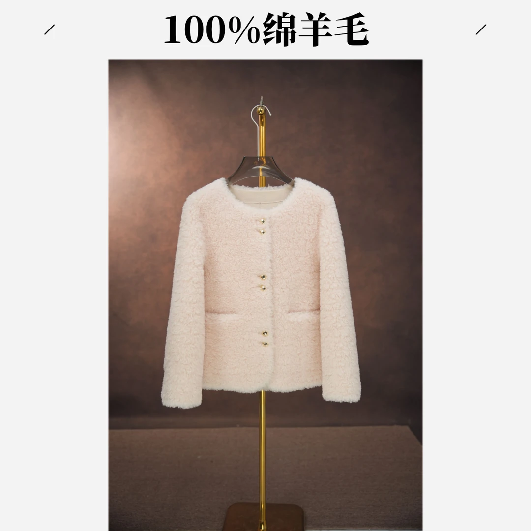 【工厂补贴】100%绵羊毛外套2589新款海宁皮毛一体女皮草小香风xi