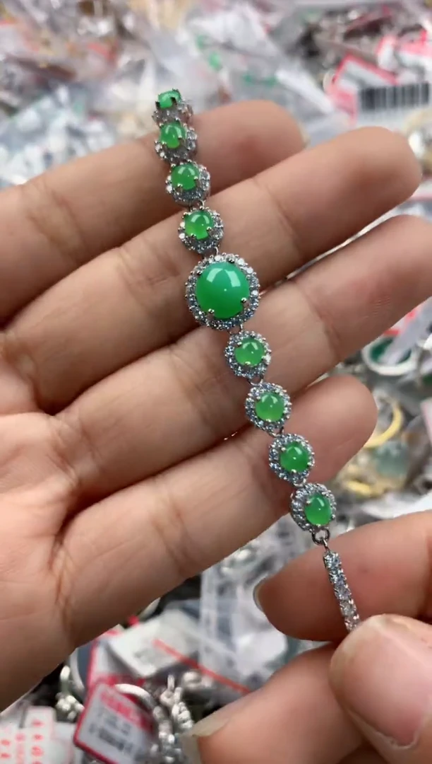 银S925镶嵌戒指翡翠444             9