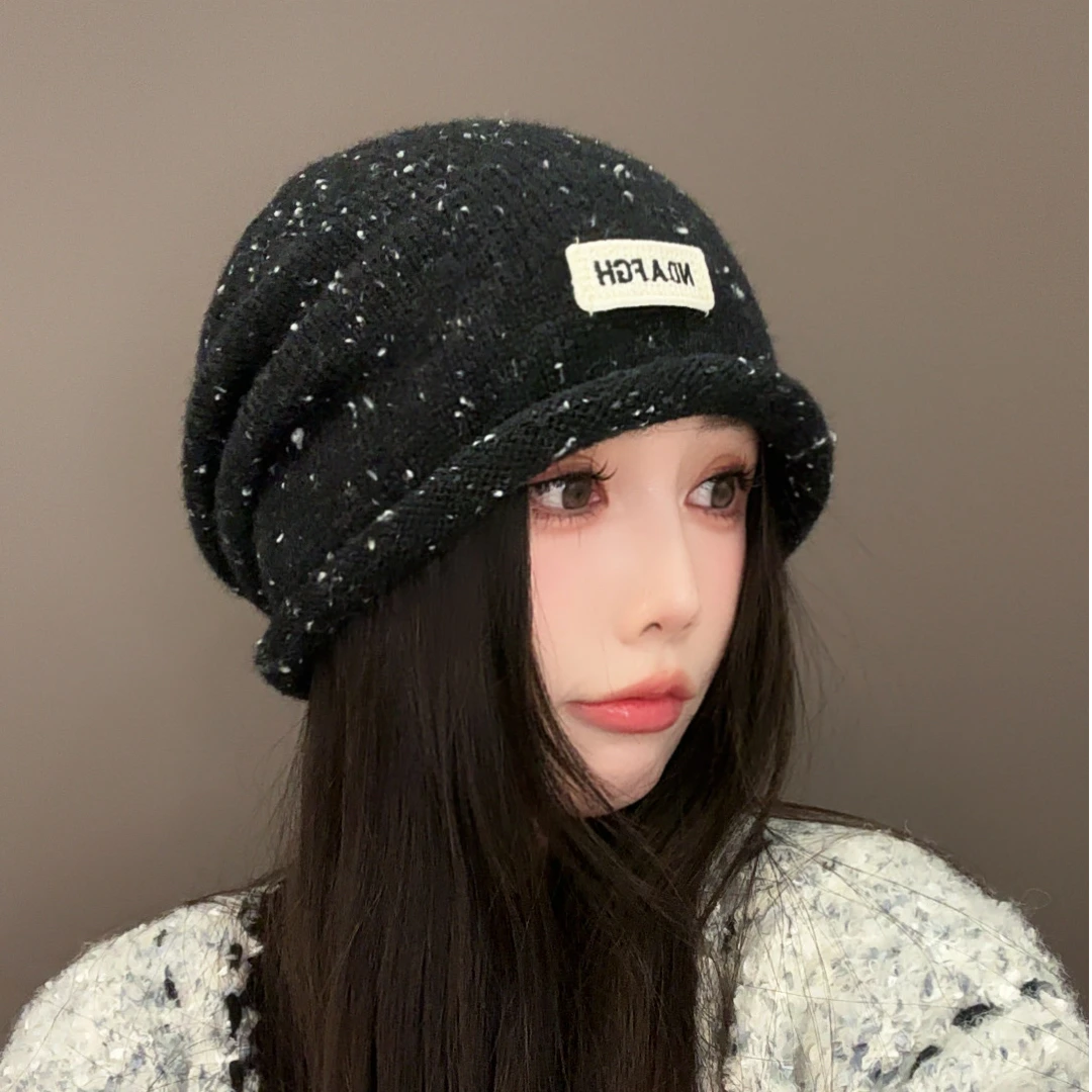 显脸小冷帽堆堆帽秋冬保暖2025新款防风大头围包头针织毛线包头帽