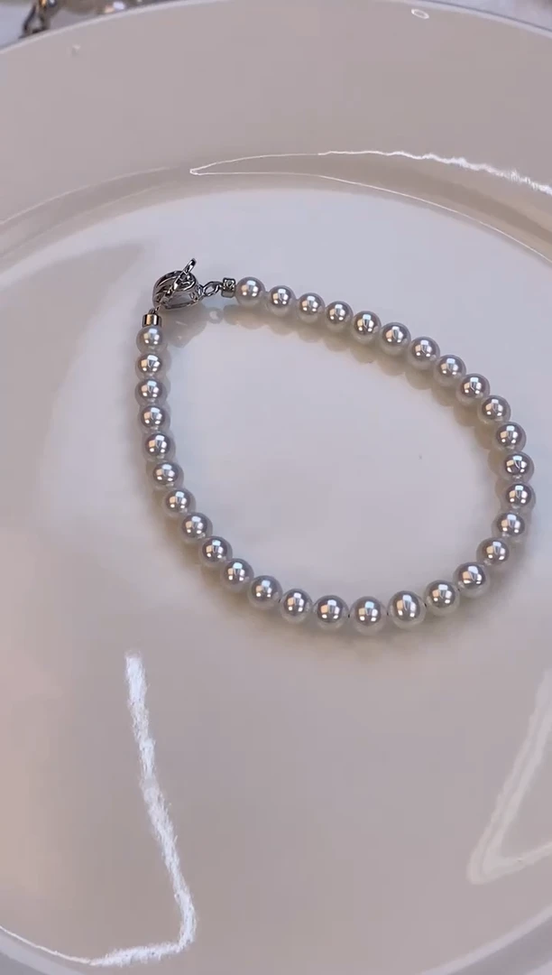 银S925镶嵌手链淡水珍珠5-6