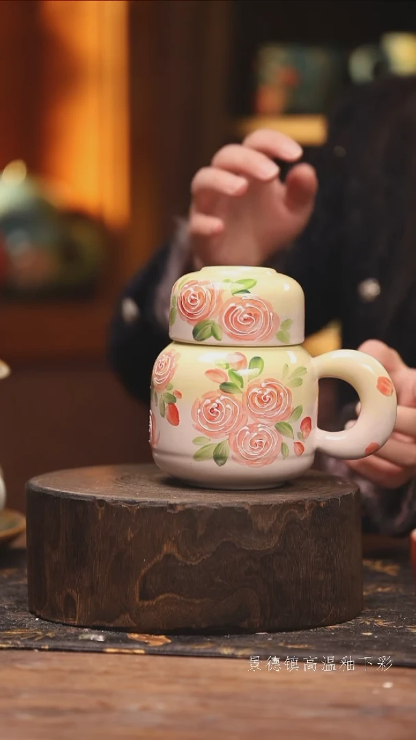 陶瓷景德镇高温釉下手绘陶瓷@L069@