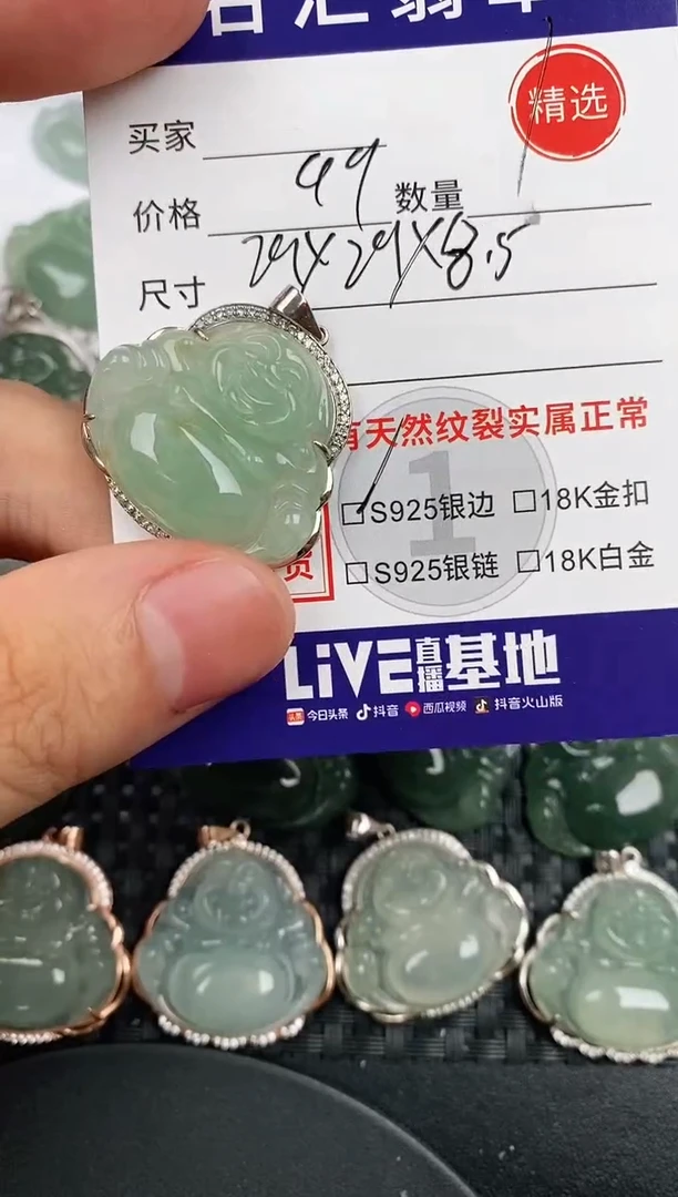 颈饰银S925镶嵌翡翠·