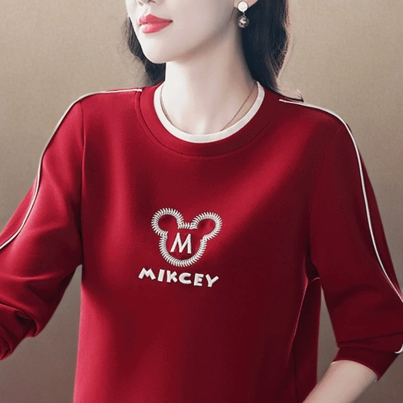 品牌高端妈妈长袖运动卫衣女早秋装2025新款时髦圆领女士上衣套衫