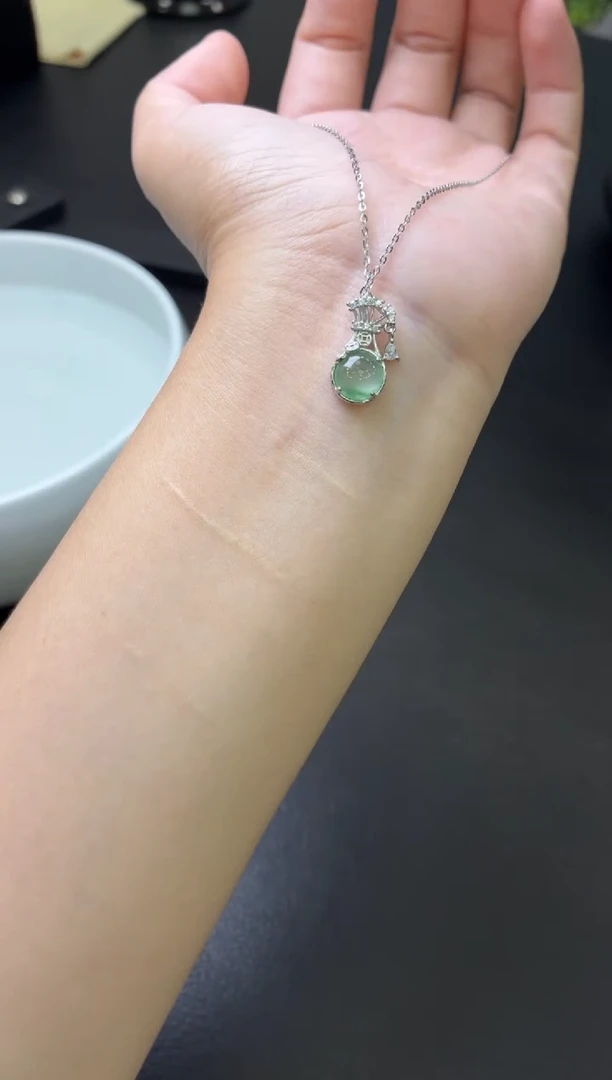 翡翠银S925镶嵌项链项链