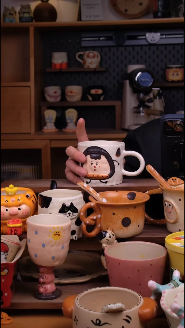杯子陶景德镇可爱设计师款陶瓷