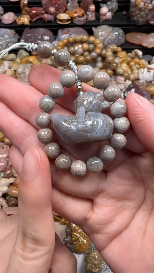 硅化珊瑚（珊瑚玉）未镶嵌颈饰574