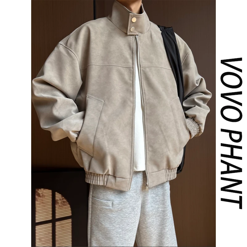 VOVO美式复古扎染立领夹克男秋季新款潮流宽松cleanfit休闲外套