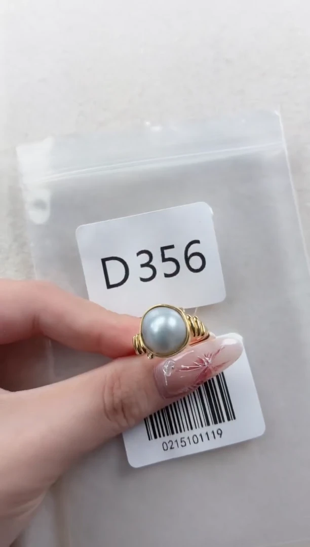 银S925镶嵌戒指海水珍珠D356