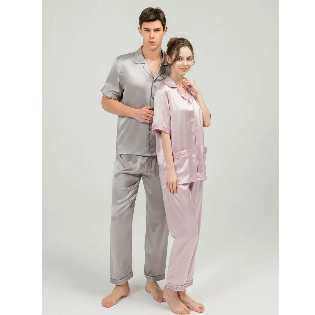 桑蚕丝居家真丝睡衣夏季大码睡衣短袖长裤薄款套装家居服可外穿