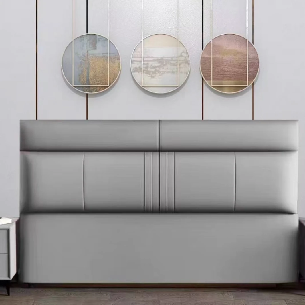 2025超薄简约软包床靠背轻奢省空间真皮家用主卧北欧意式落地