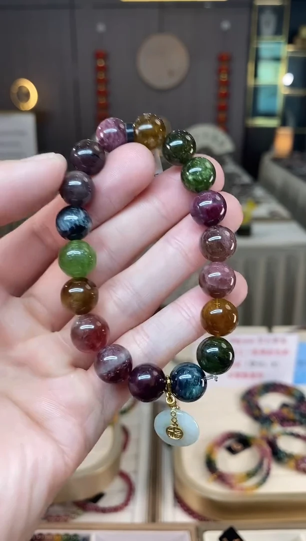 未镶嵌老矿碧玺彩虹单圈手串10mm+碧玺多样性发货一条xion