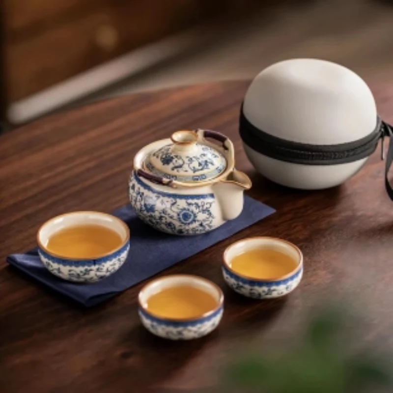 G020-缠枝莲手抓壶旅行茶具YXTC