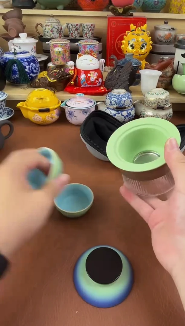 陶瓷茶具摆件旅行套组