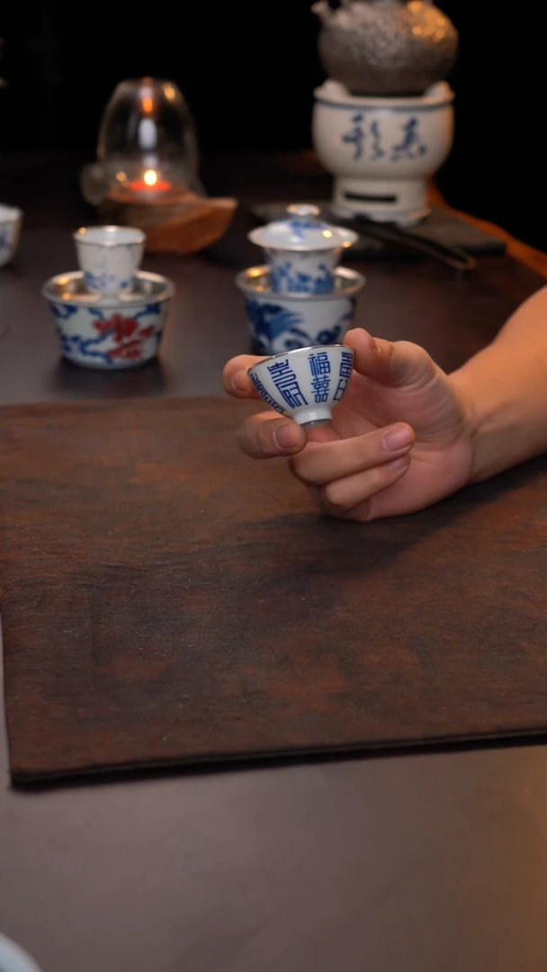 福禄寿喜鸡心杯包银口