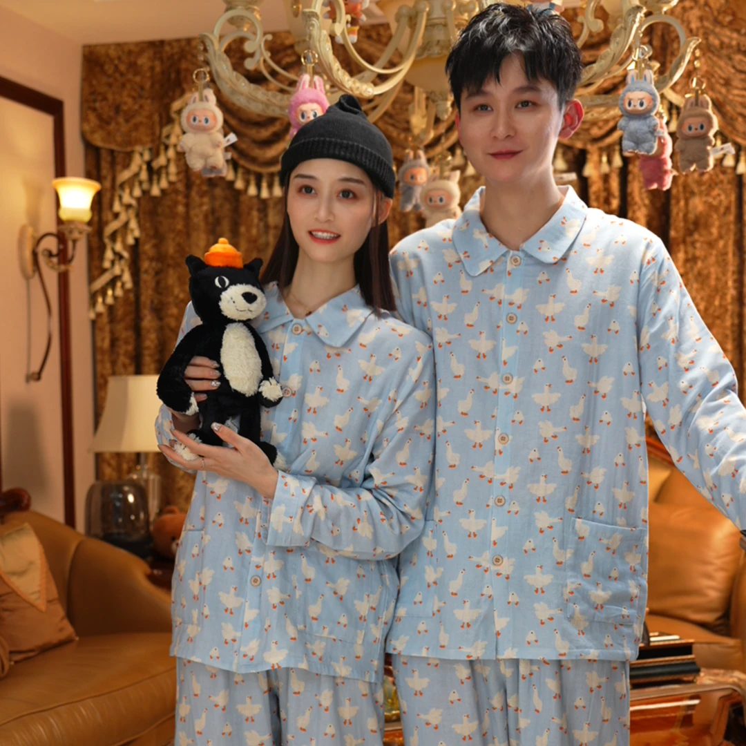 【100%纯棉】数码印平纱夏季薄款精梳棉家居服睡衣透气长袖A类全棉